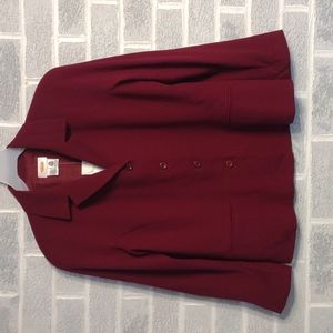 NEW Talbots 100% Pure New Wool Women's Maroon Button Down Blazer Jacket Size 14